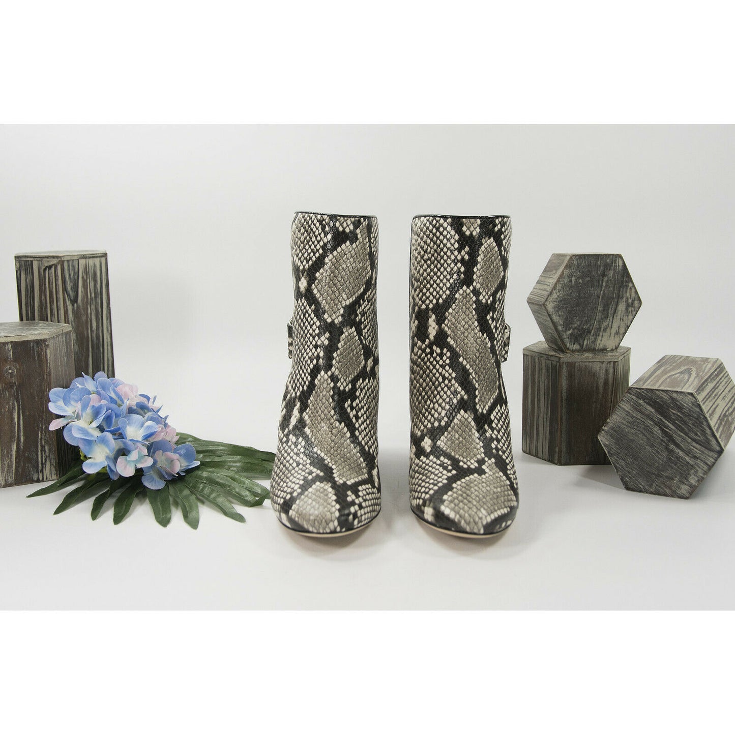 Tory Burch Kira 70MM Warm Roccio Stamped Snake Leather Bootie Boots 8 NIB