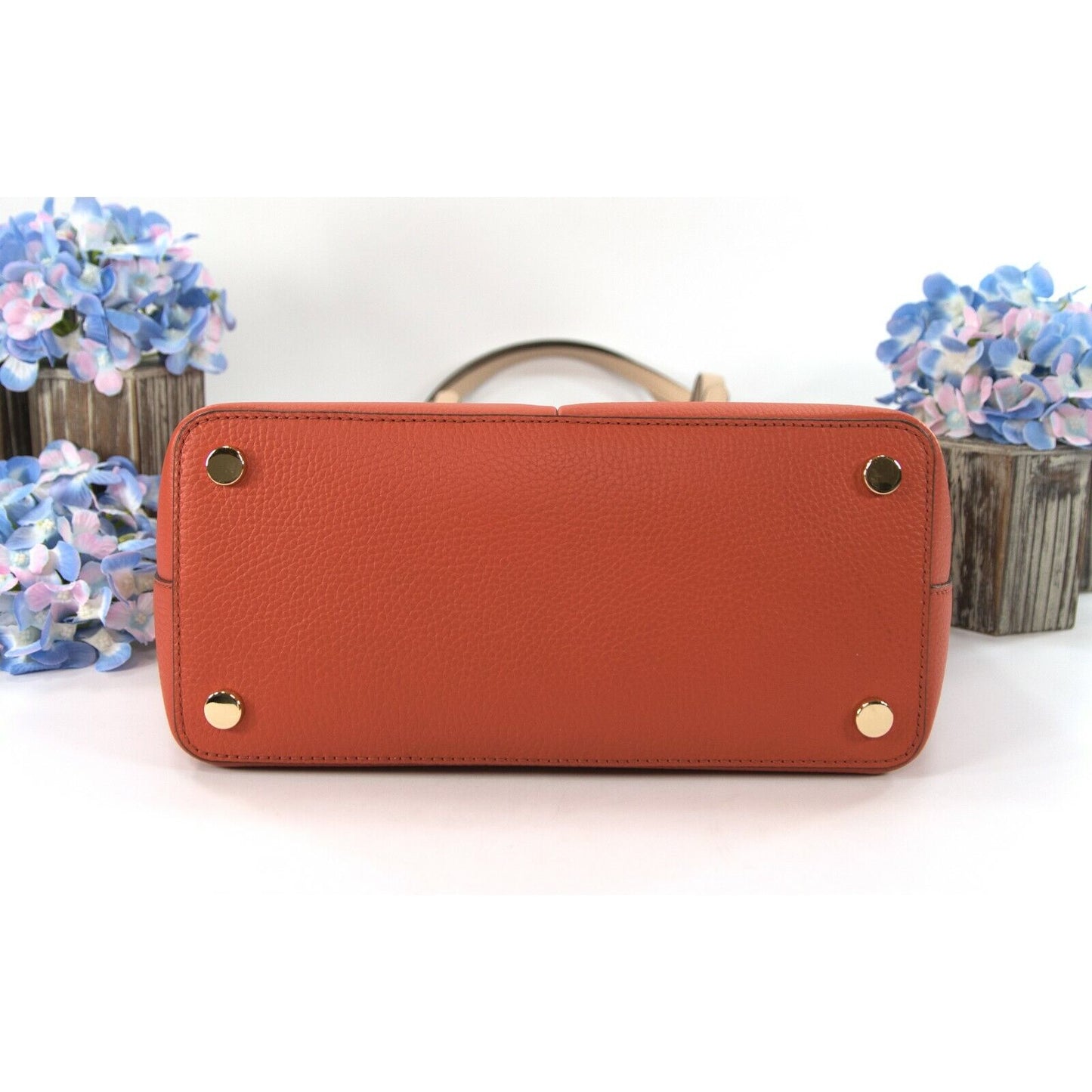 Michael Kors Orange Spice Leather East West Top Zip Pocket Tote Bag NWT