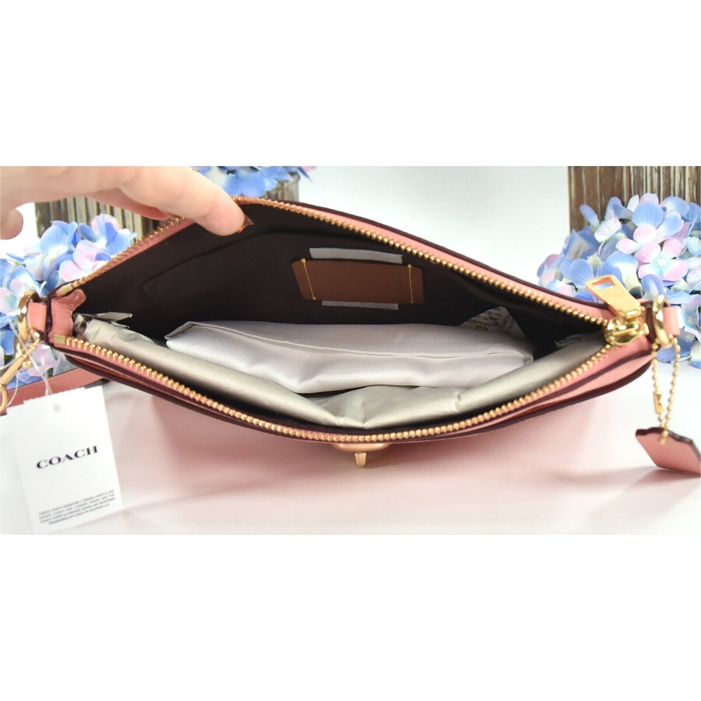 Coach Polly Candy Pink Pebbled Leather Turnlock Slim Crossbody Bag NWT