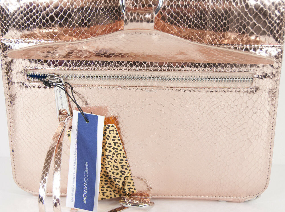 Rebecca Minkoff MAC Rose Gold Shine Snake Embossed Leather iPad Case Folio NWT