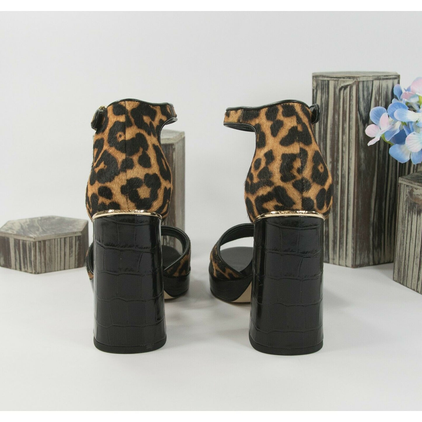 Michael Kors Amal Butterscotch Calf Hair Leather Platform Pumps 9 NIB