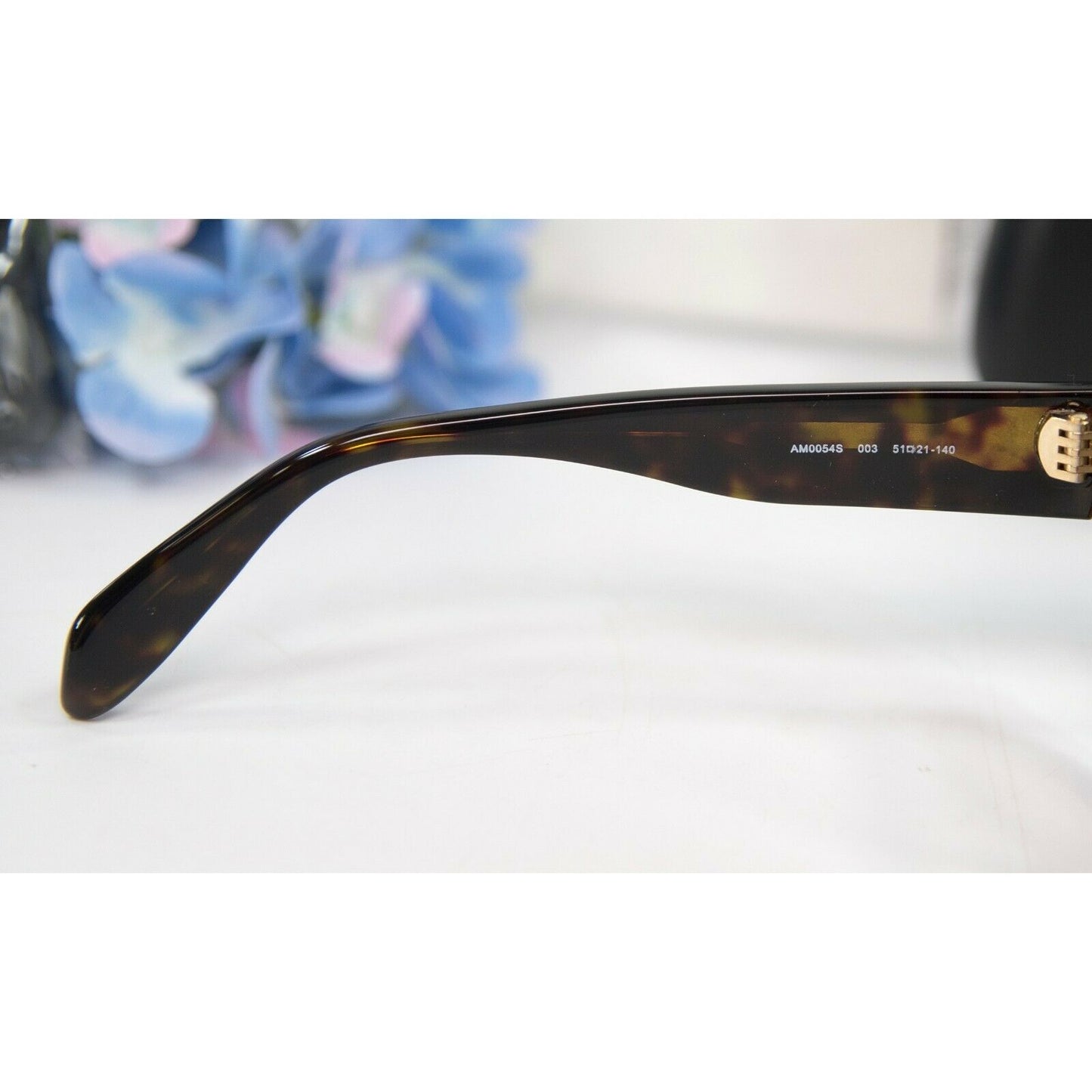 Alexander McQueen Tortoise Logo Cat Eye Studded Acrylic Sunglasses NWT Case