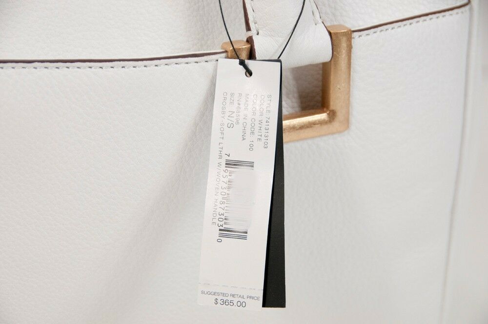 DKNY Crosby White Leather Satchel Large Gold Hardware with Rolled Handles NWT