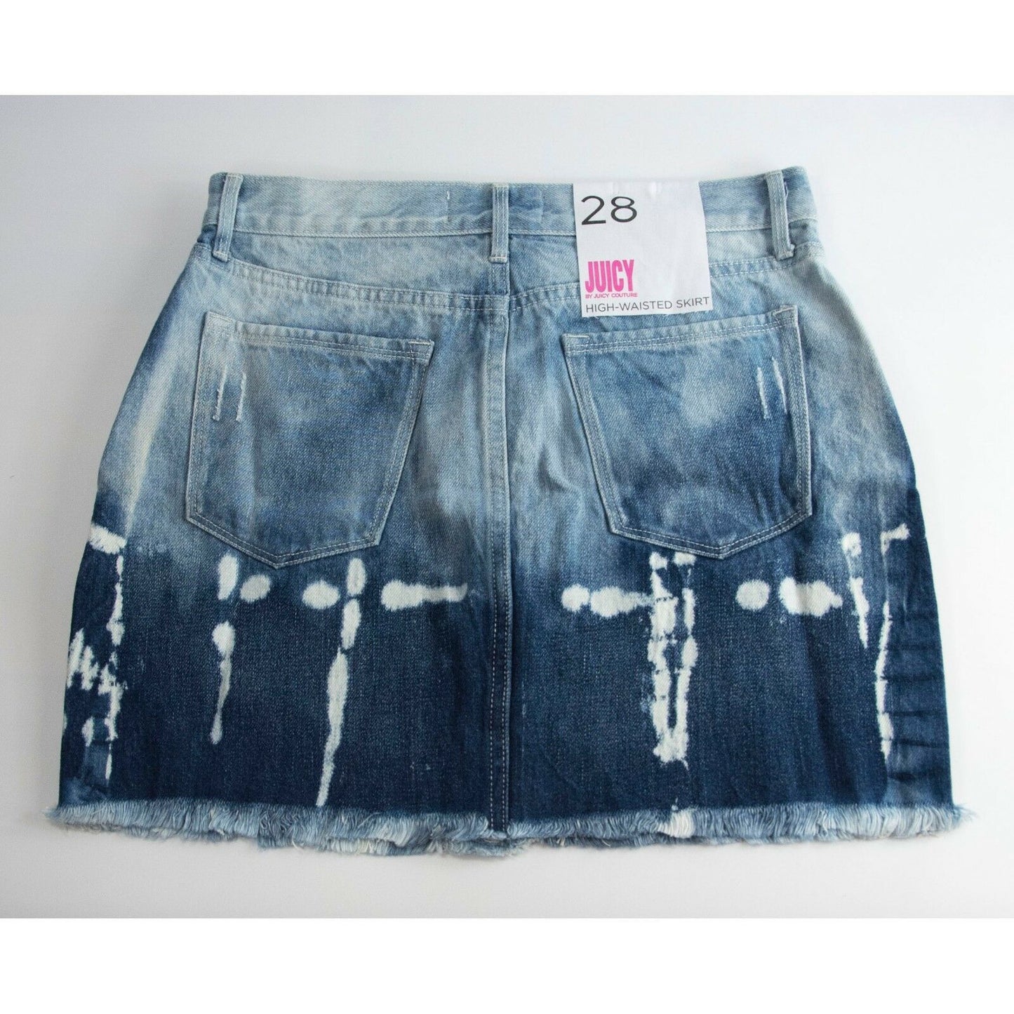 Juicy Couture Black Label Bleach Blonde Tye Dye Denim Jean Mini Skirt 28 NWT