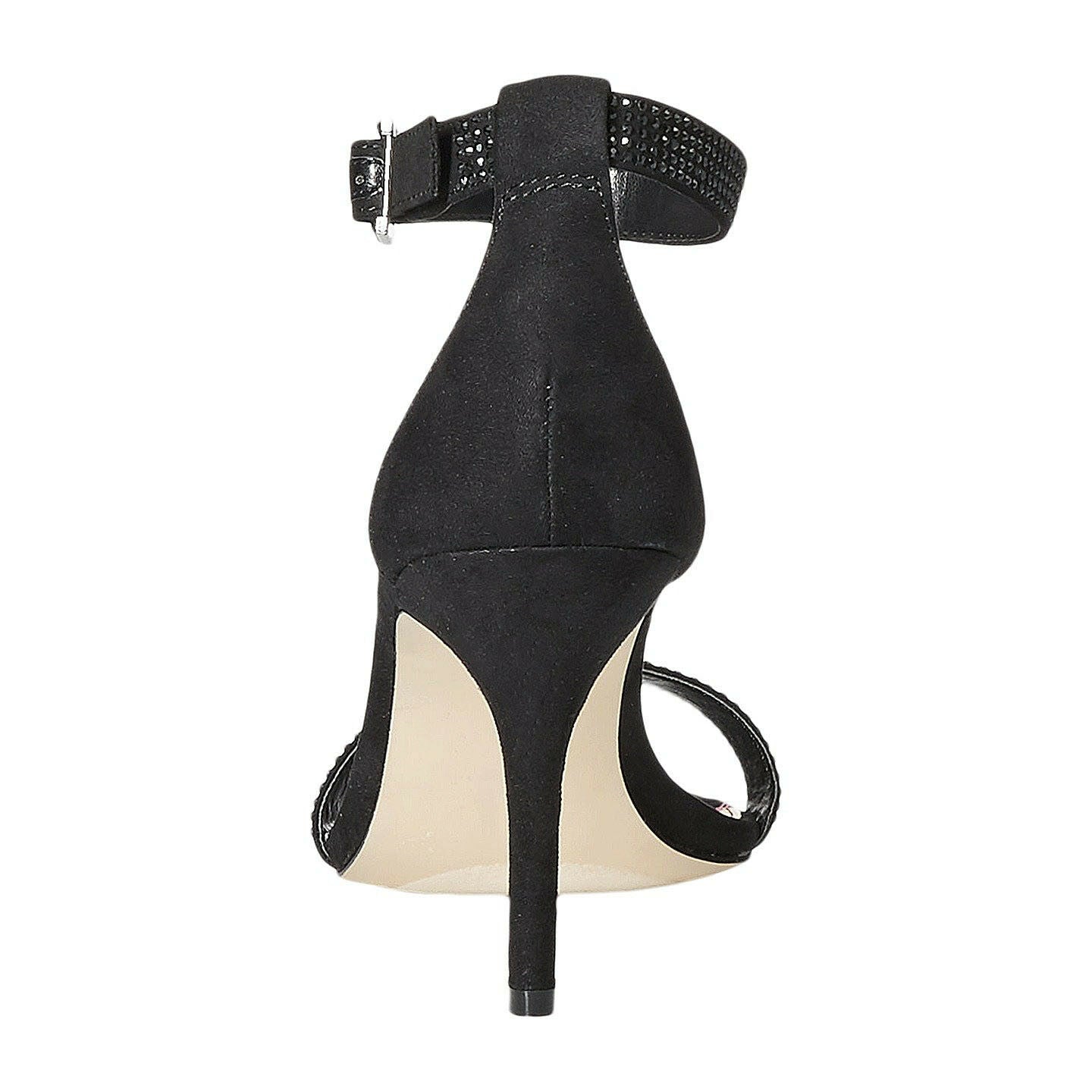 Betsey Johnson Brodway Black Satin Crystal Ankle Strap Heel Pumps 9.5 NIB