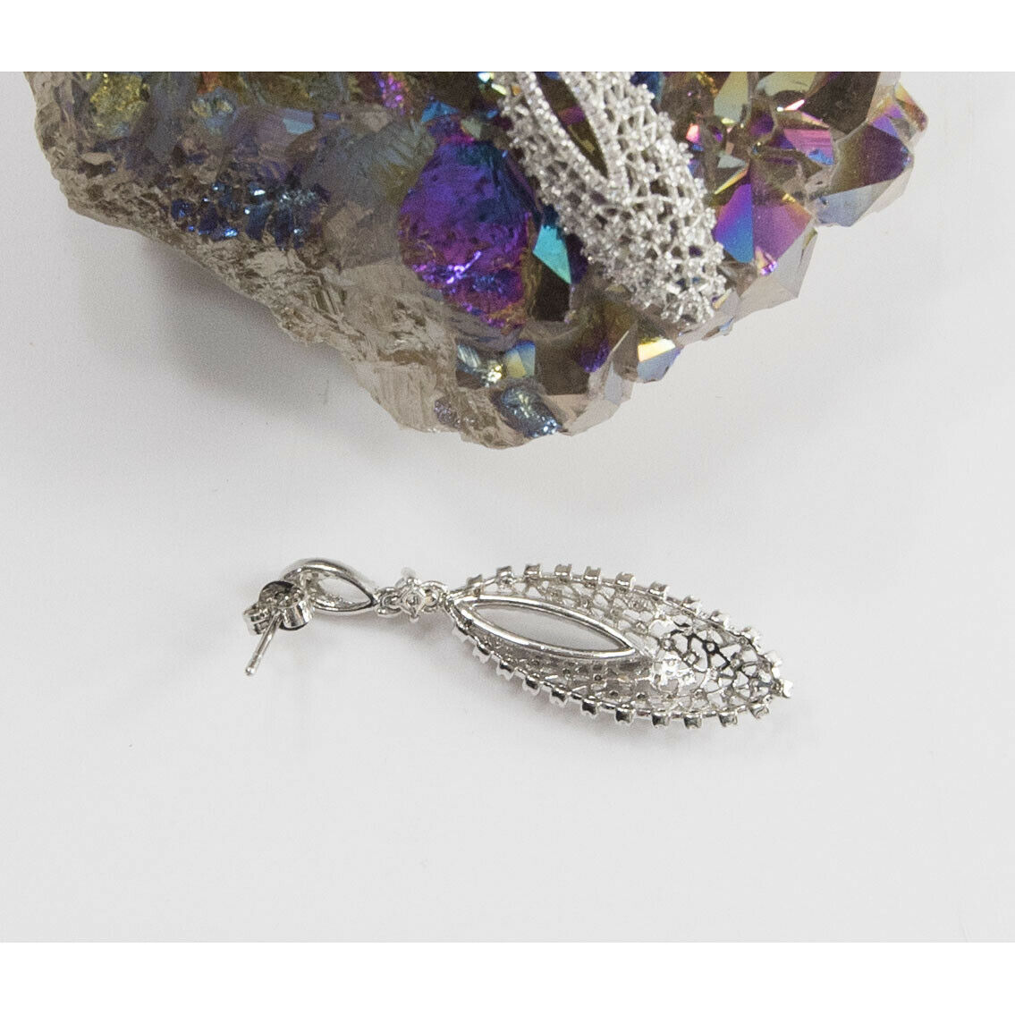 CZ by Kenneth Jay Lane Rhodium Vintage Look Pave Drop Earrings KE1312 NWT