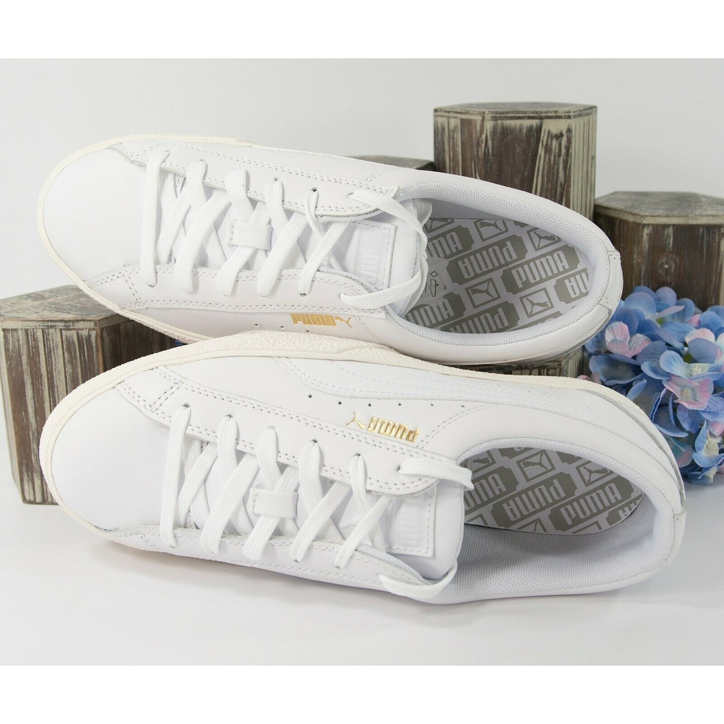 Puma White Tumble Leather Love Court Athletic Sneakers 9.5 NIB