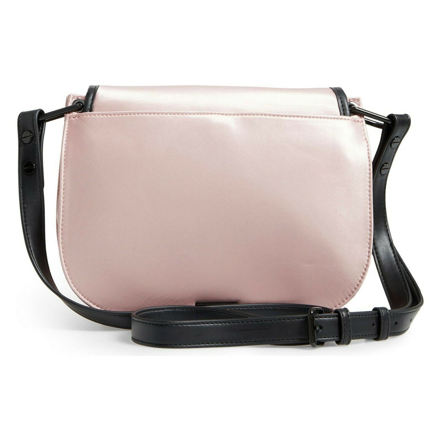Rebecca Minkoff Pink Nylon Black Leather Military Saddle Crossbody Bag NWT