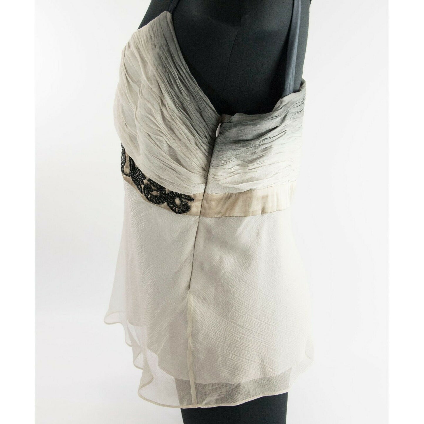 Sand Copenhagen Grey Ombre Silk Chiffon Beaded Couture Blouse Top 44 NWT $495