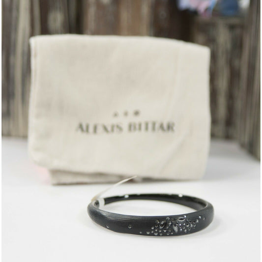 Alexis Bittar Black Lucite Noir Dust Crystal Bangle Bracelet NWT