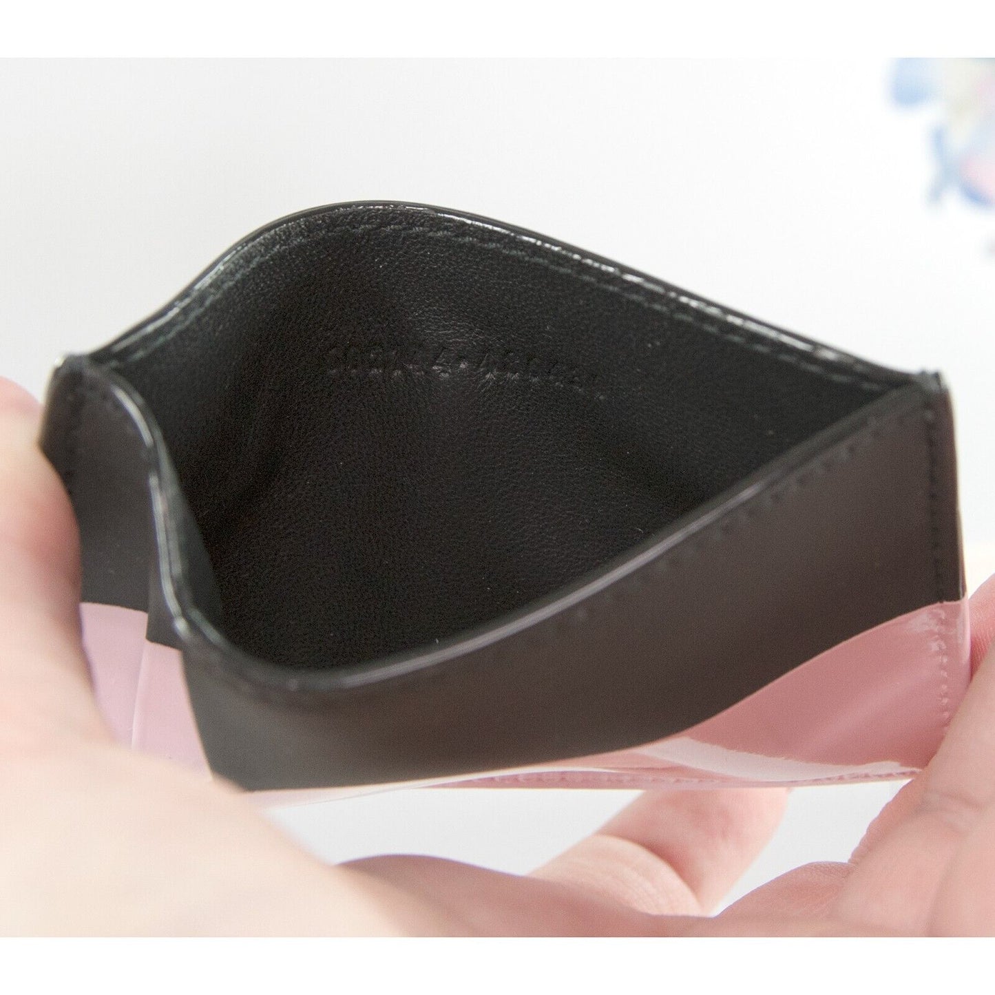 Alexander McQueen Black Ice Pink Leather Card Case Holder NWT