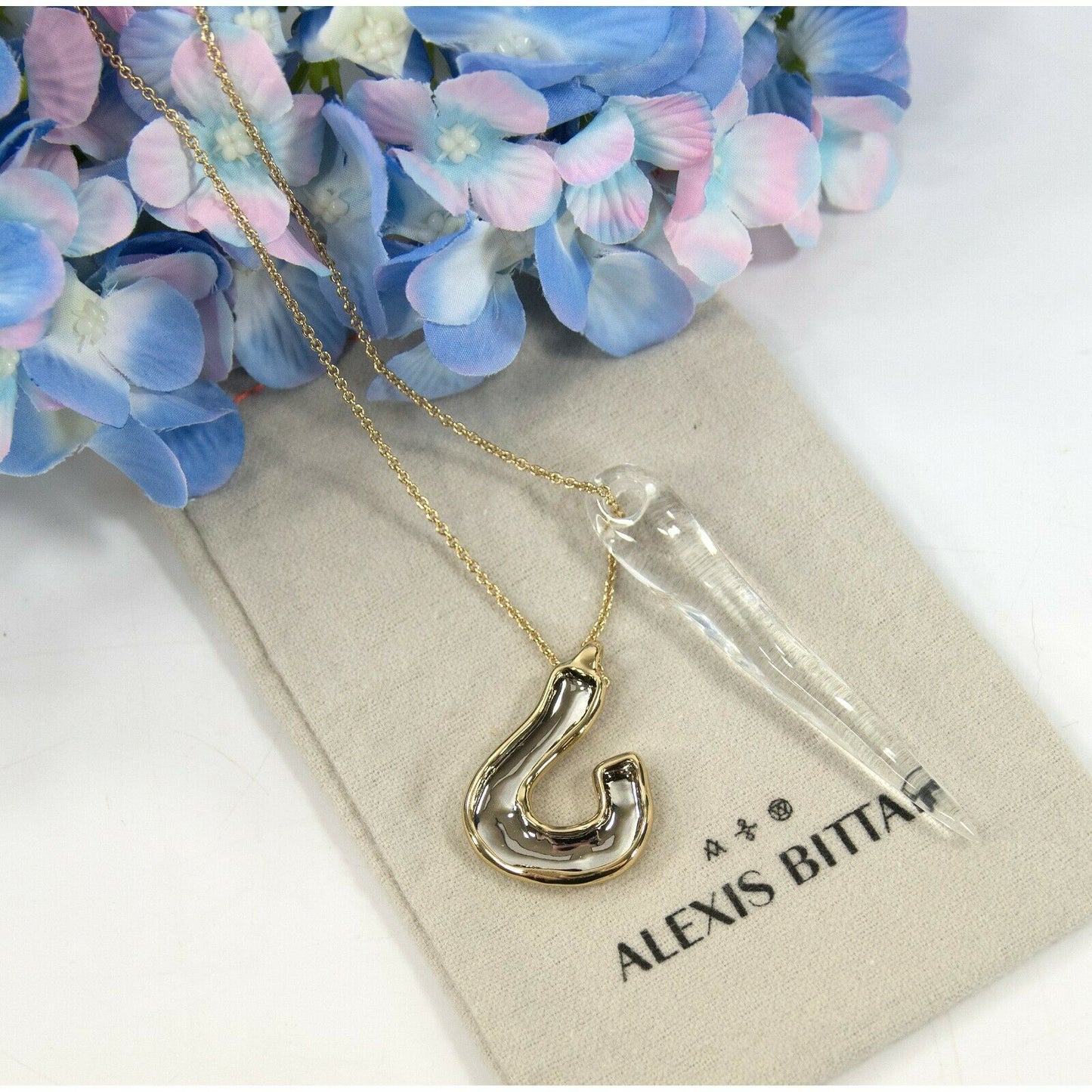 Alexis Bittar Crystal Lucite Liquid Spike Long Pendant Statement Necklace NWT