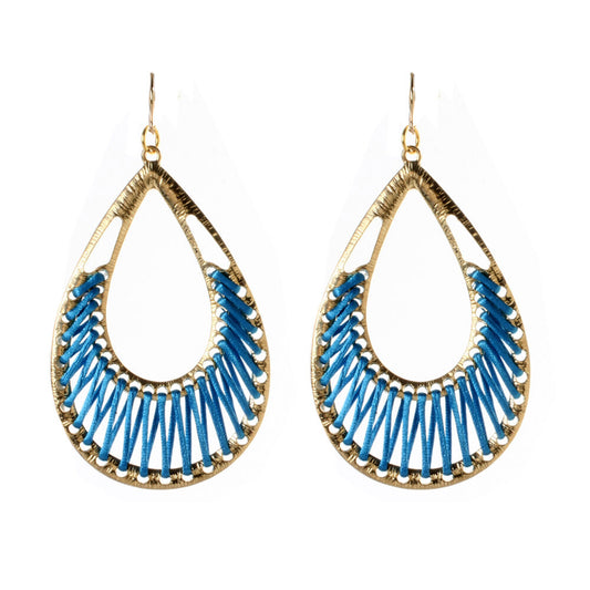 Amrita Singh Gold Lapis Silk Hoop Crosby Street Dangle Earrings ERC 1509 NWT