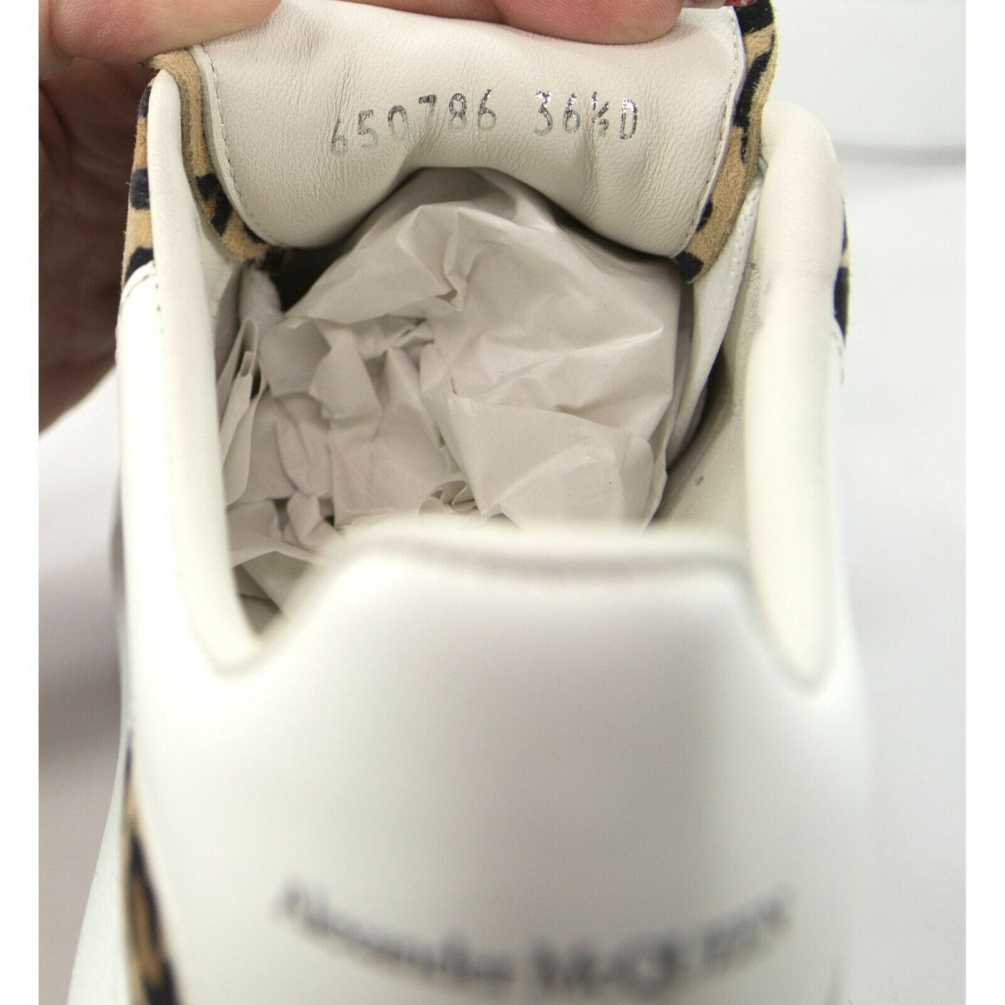 Alexander McQueen Oversized Leopard Suede Lambskin Leather Sneakers 36 NIB