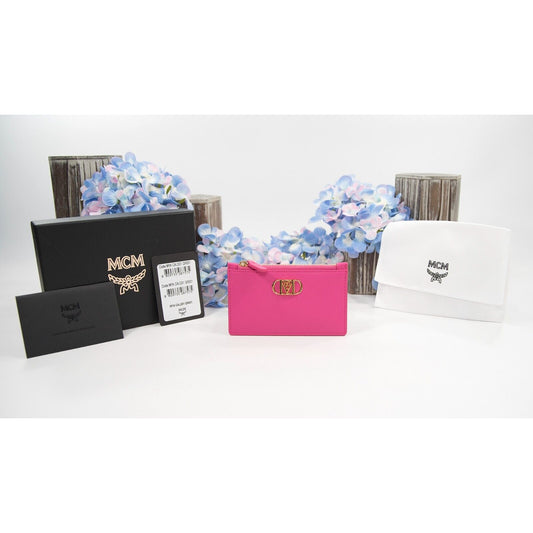 MCM Mode Travia Card Case Fuchsia Purple Zip Card Case Mini Wallet NWT