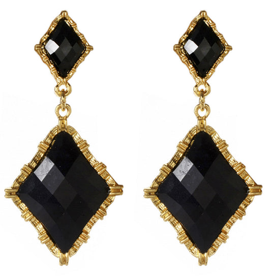 Amrita Singh Wainscot Black Resin Faceted Reign Celebrity Earrings ERC 5001 NWT