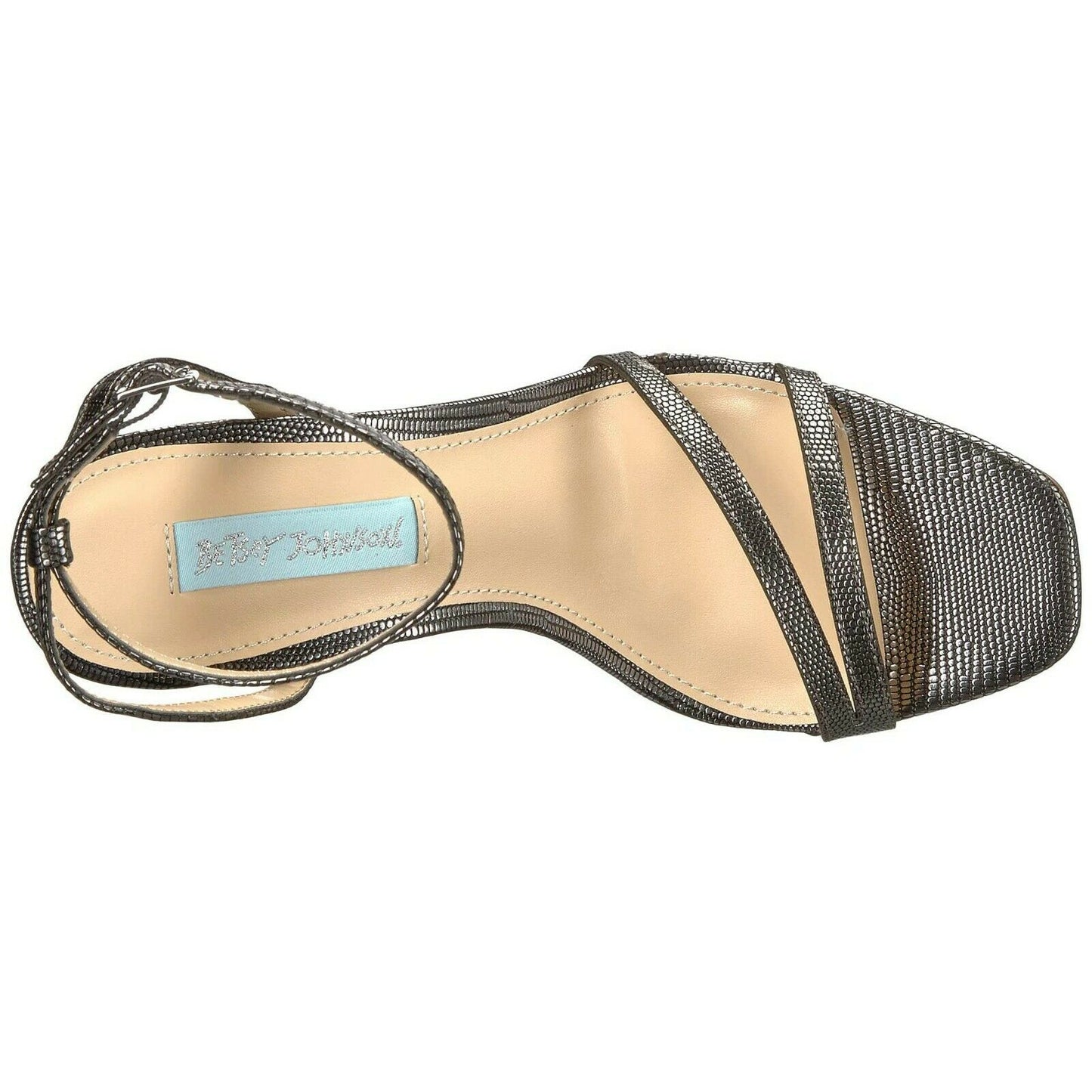 Betsey Johnson Mady Dark Silver Lizard Embossed Satin High Heels 7 NIB