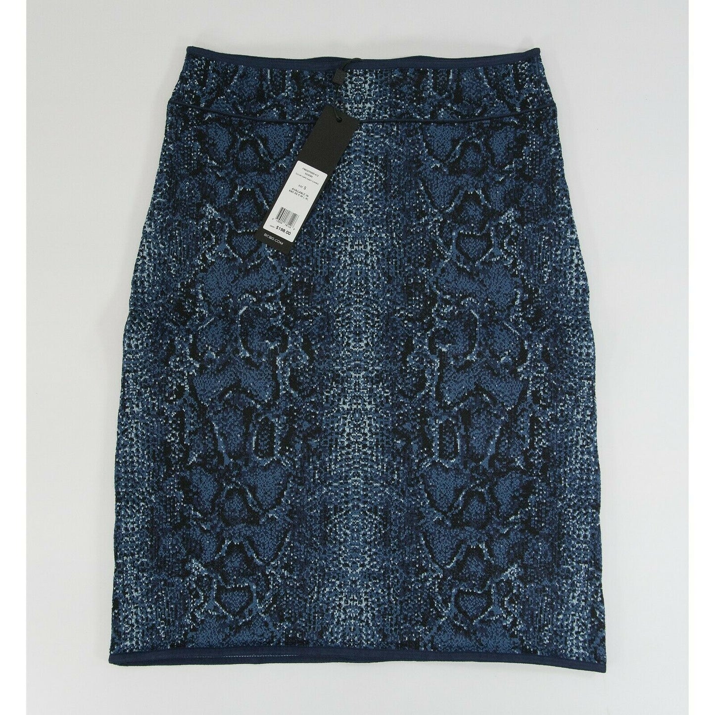BCBGMaxAzria Blue Python Bandage Power Pencil Skirt S NWT