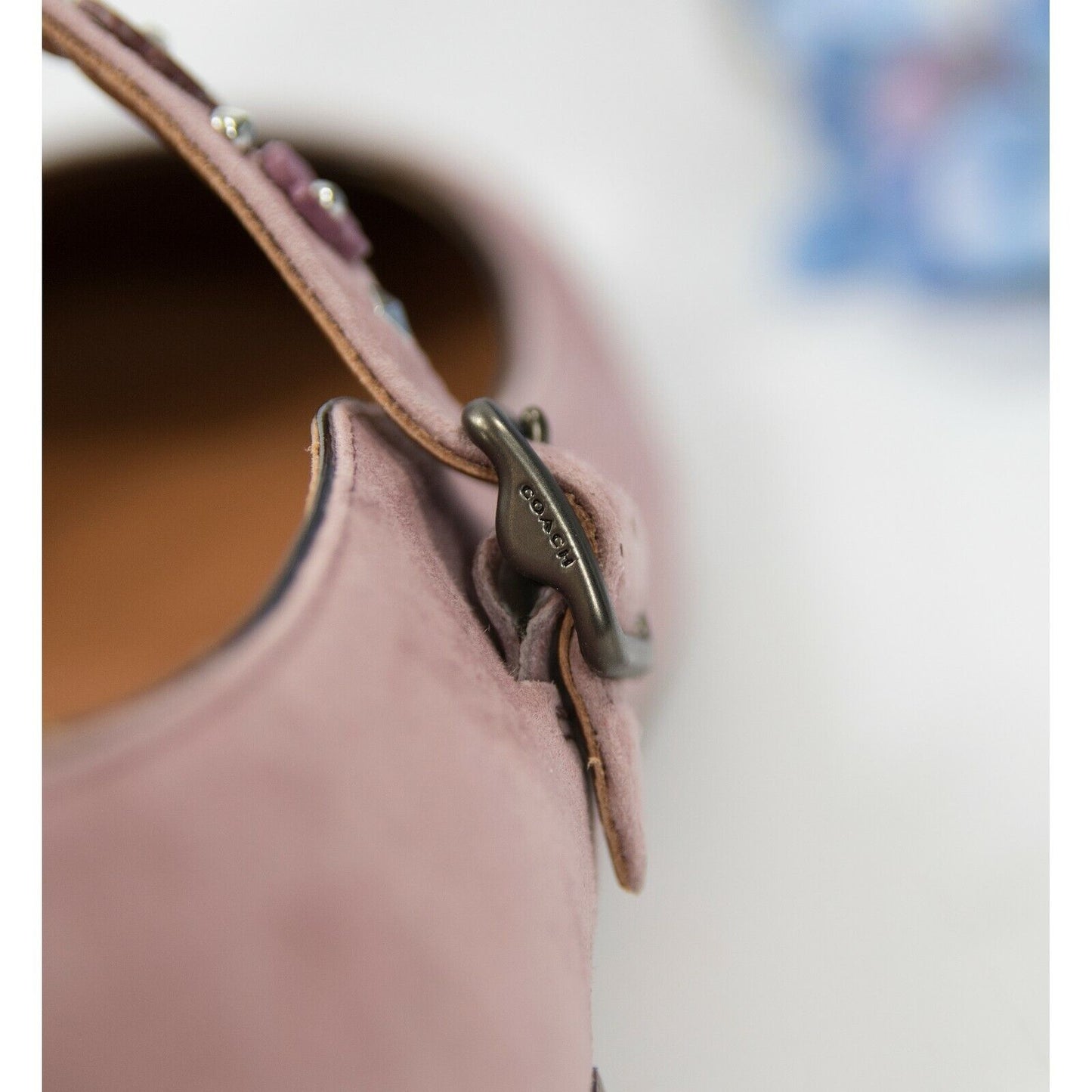 Coach Dusty Rose Flower Stud Suede Leather Mary Jane Flat Size 9.5 NIB