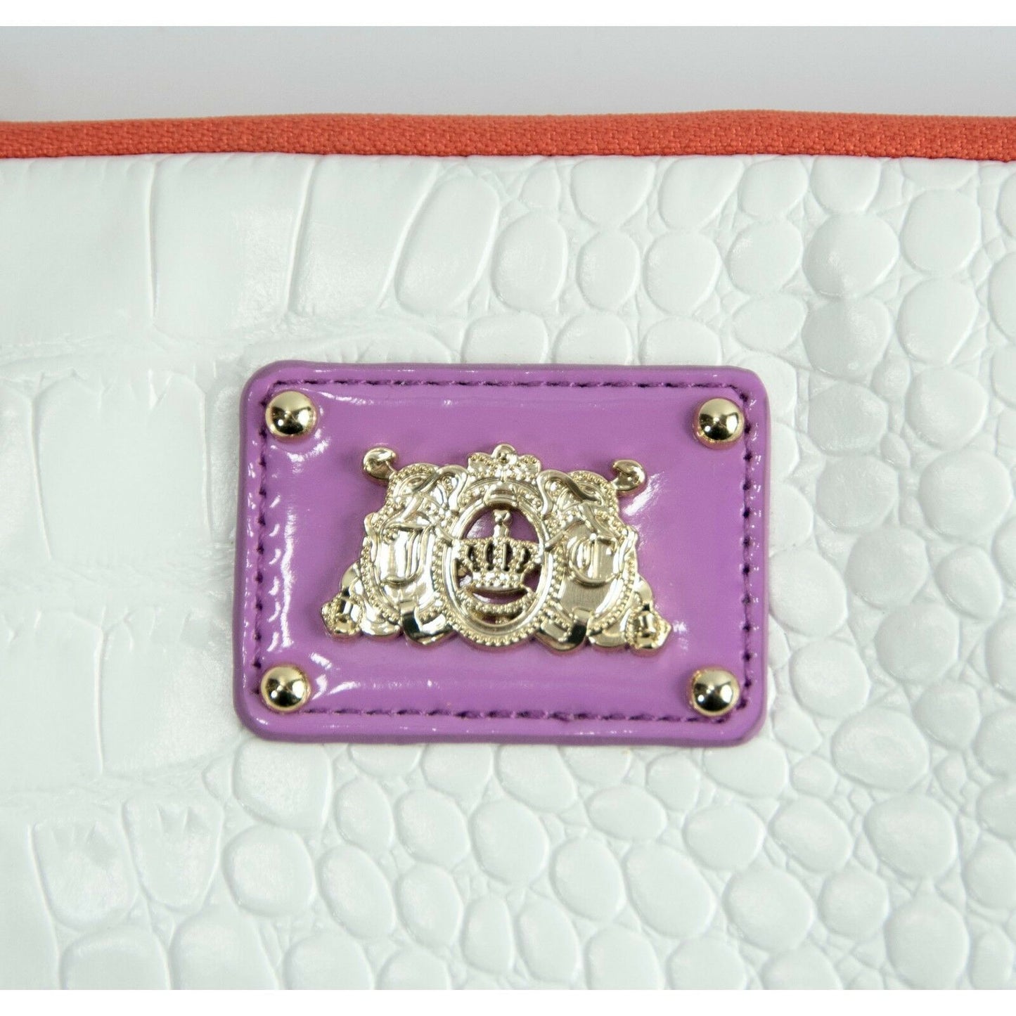 Juicy Couture White Croc Faux Leather Zip Around Tablet iPad Case Sleeve