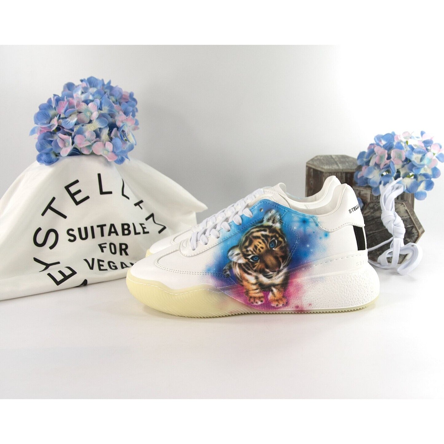 Stella McCarney Tiger Loop Oversize Vegan Alter Leather Sneakers 37 NIB