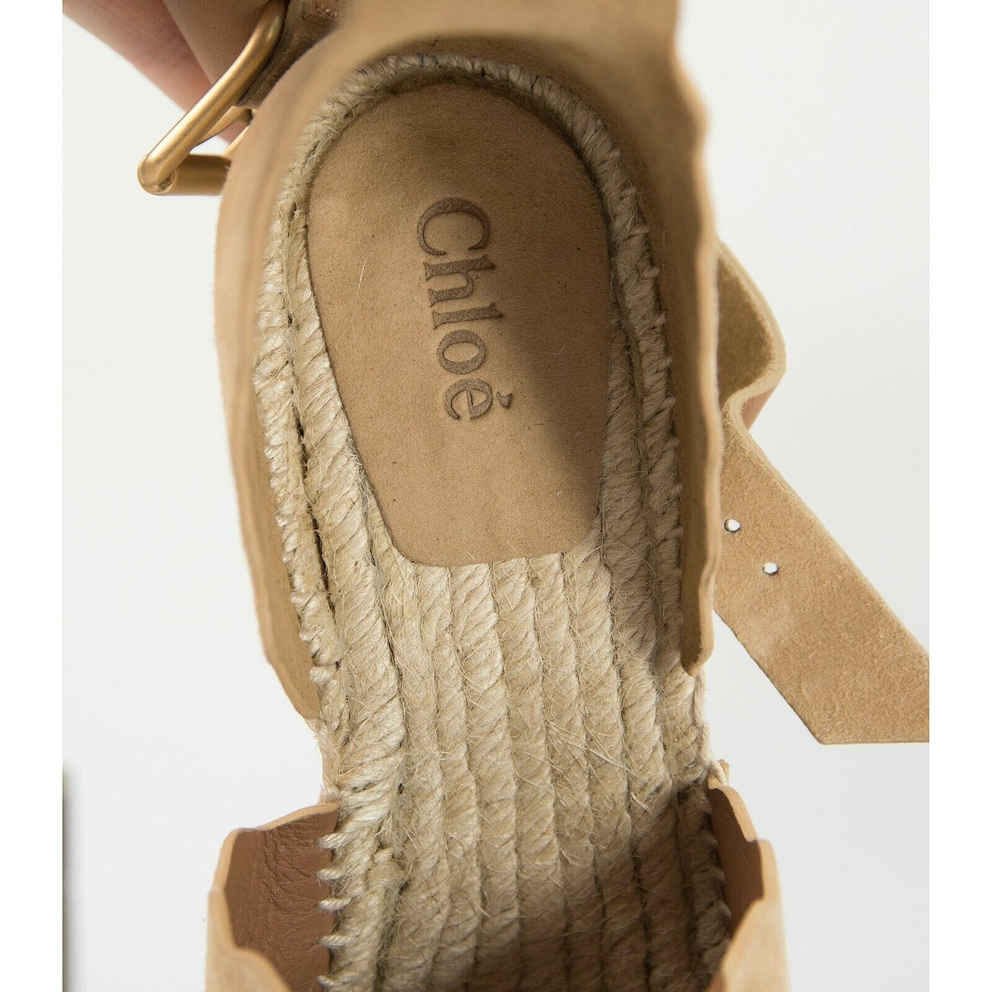 Chloe Lauren Reef Shell Suede Espadrille Wedge Heels Sandals Size 40 10 NIB