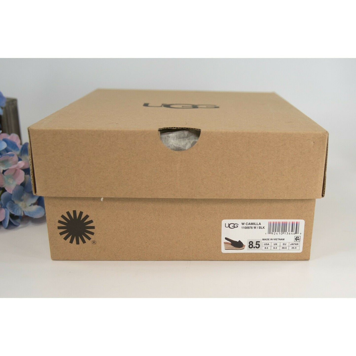 Ugg Camilla Black Suede Bow Front Wedge Heels Sz 8.5 NIB