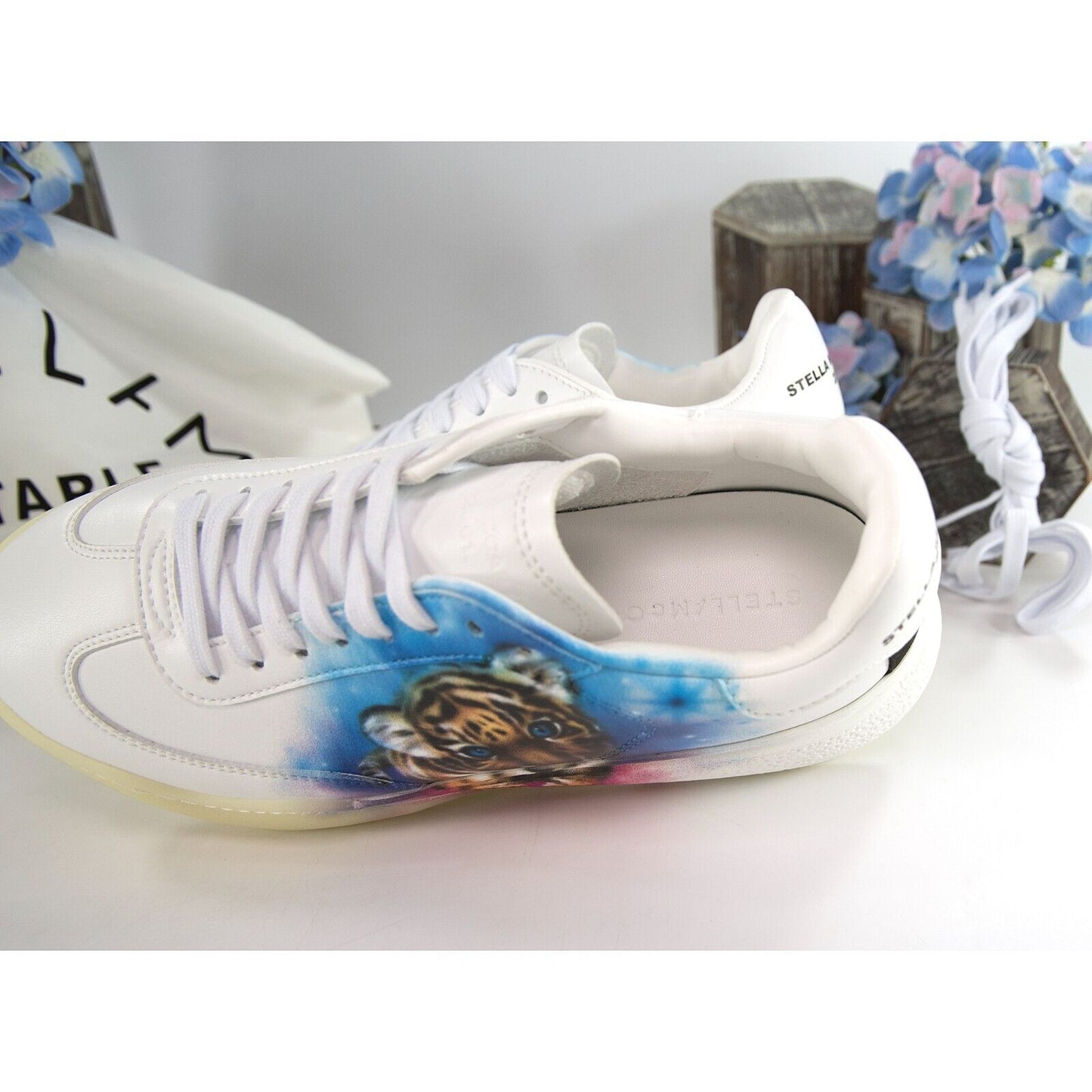 Stella McCarney Tiger Loop Oversize Vegan Alter Leather Sneakers 37 NIB