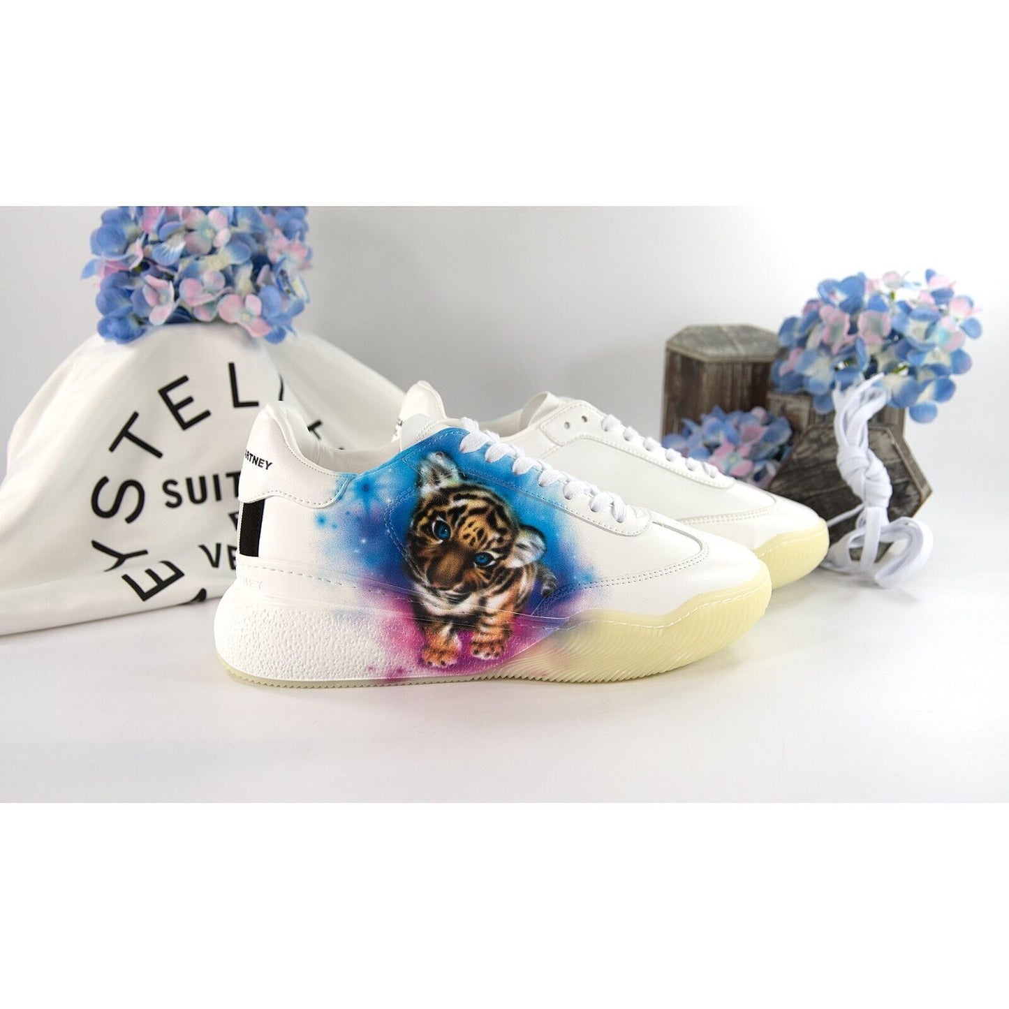 Stella McCarney Tiger Loop Oversize Vegan Alter Leather Sneakers 37 NIB