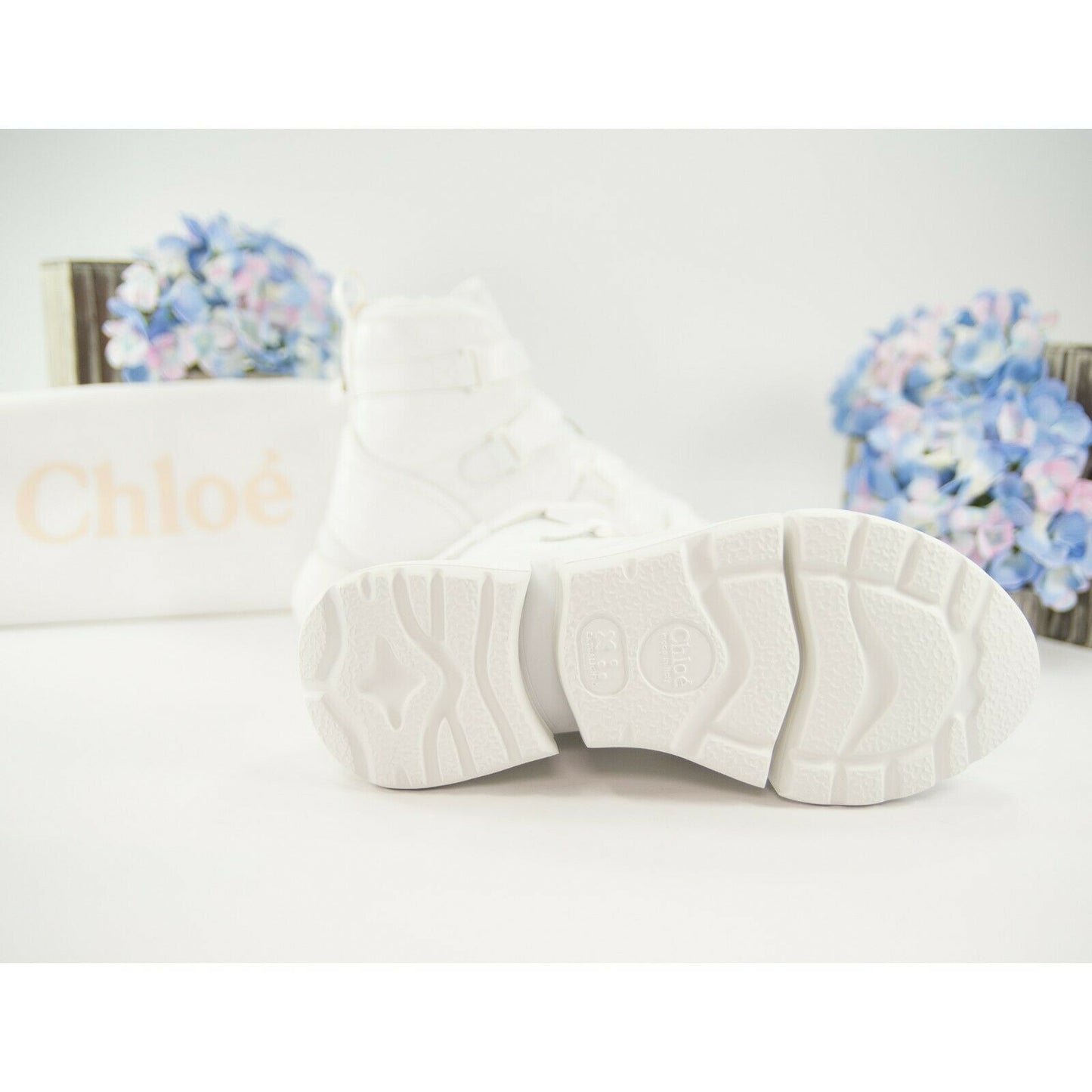 Chloe White Lambskin Leather Sonnie Western High Top Sneakers 36 NIB