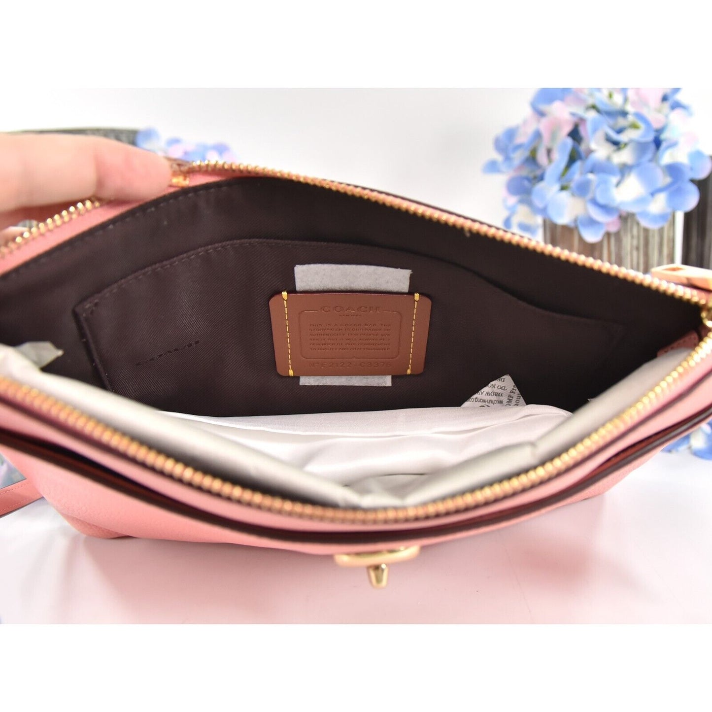 Coach Polly Candy Pink Pebbled Leather Turnlock Slim Crossbody Bag NWT