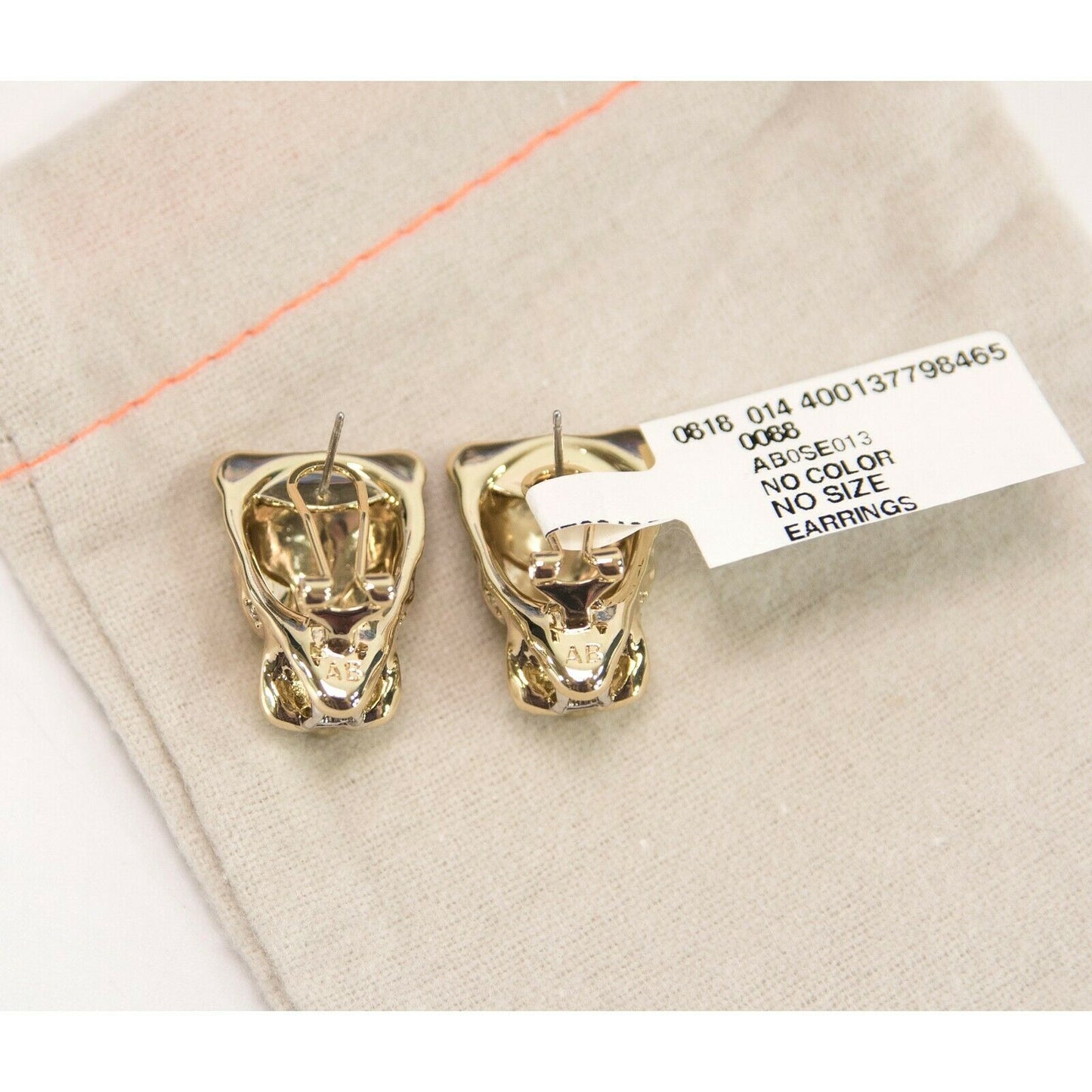 Alexis Bittar Gold Crystal Modern Panther Snap Back Stud Earrings NWT