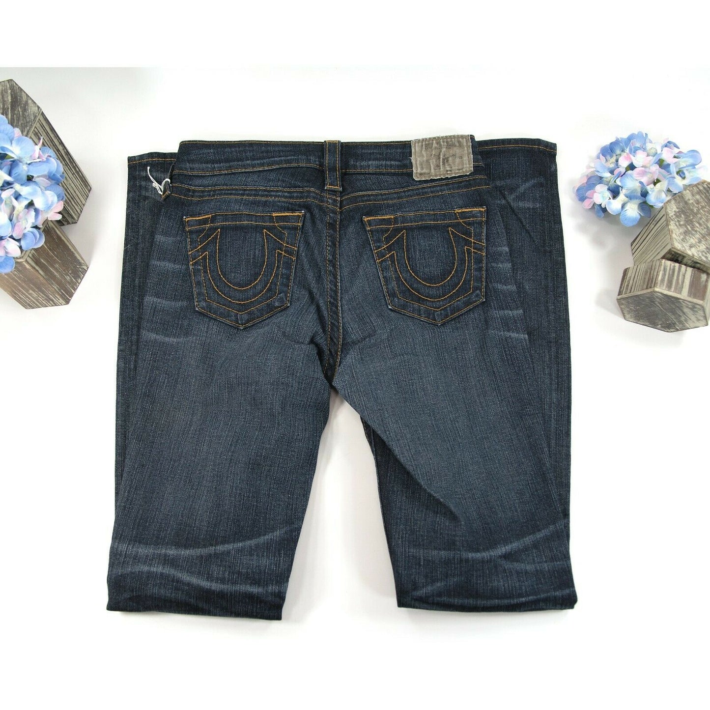 True Religion Dark Wash Straight Leg Denim Jeans 26 EUC