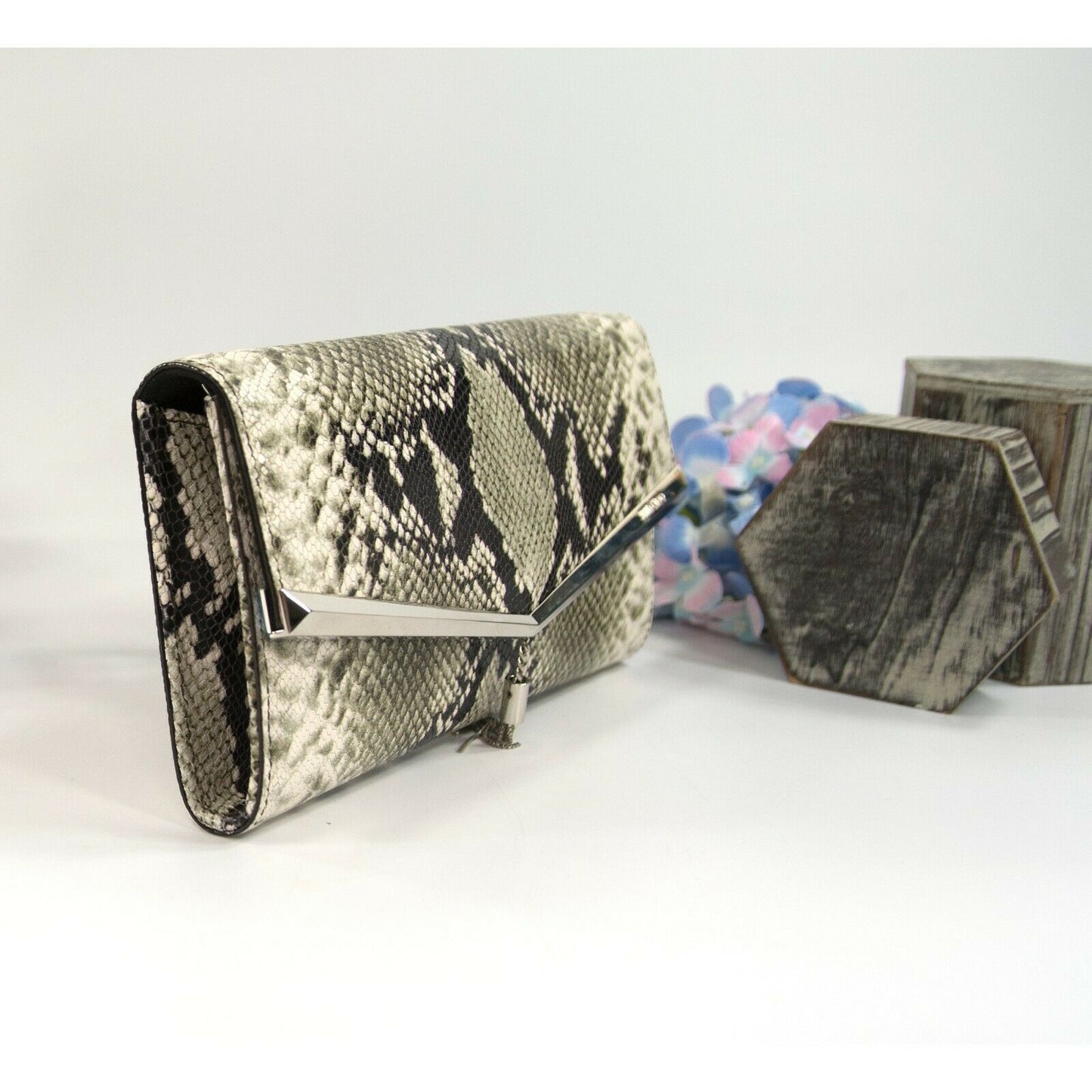 Jimmy Choo Roccia Snake Leather Elish Shoulder Clutch Bag
