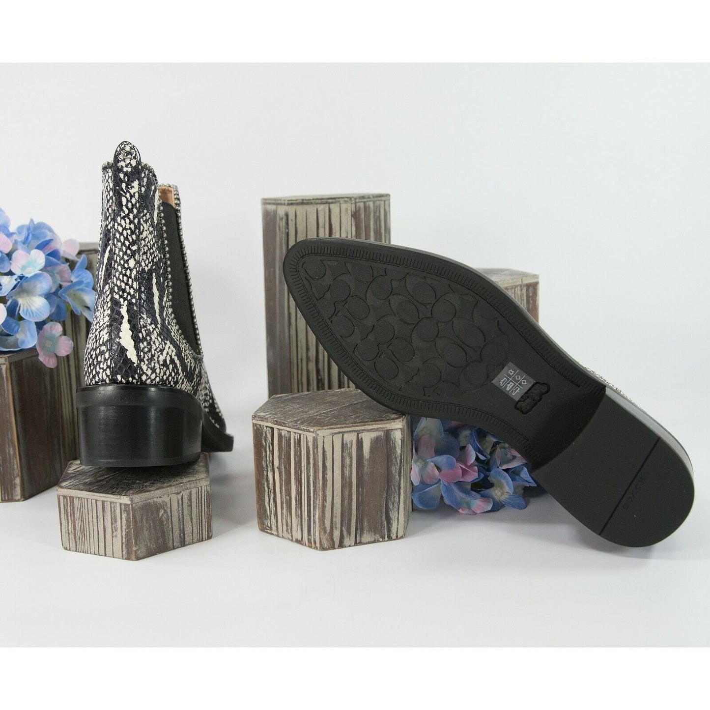 Coach Snake Leather Bowery Beaded Bootie Boots Size 6 NIB