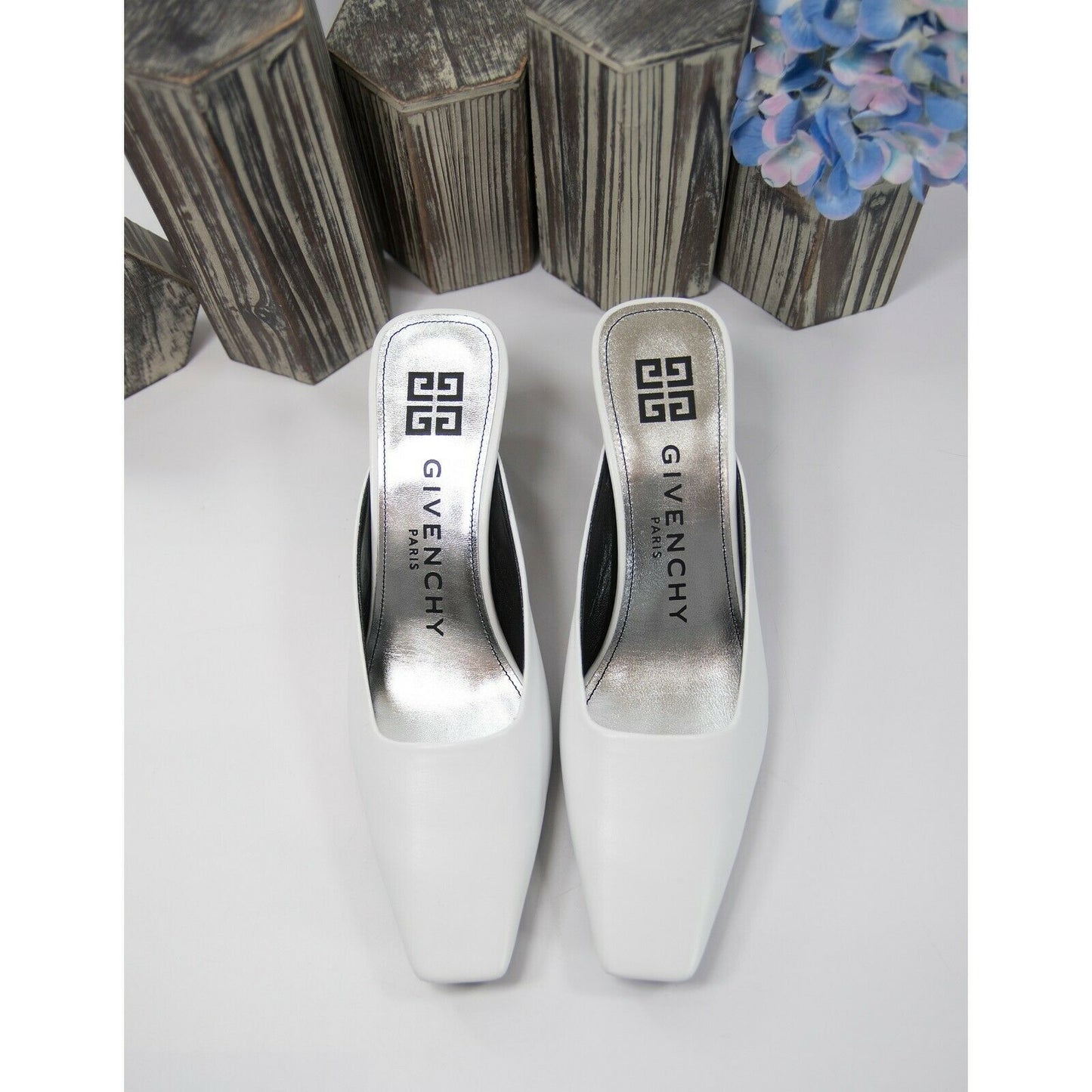 Givenchy White Lambskin 70MM Lookbook Mules Runway Heels Size 40 10 NIB