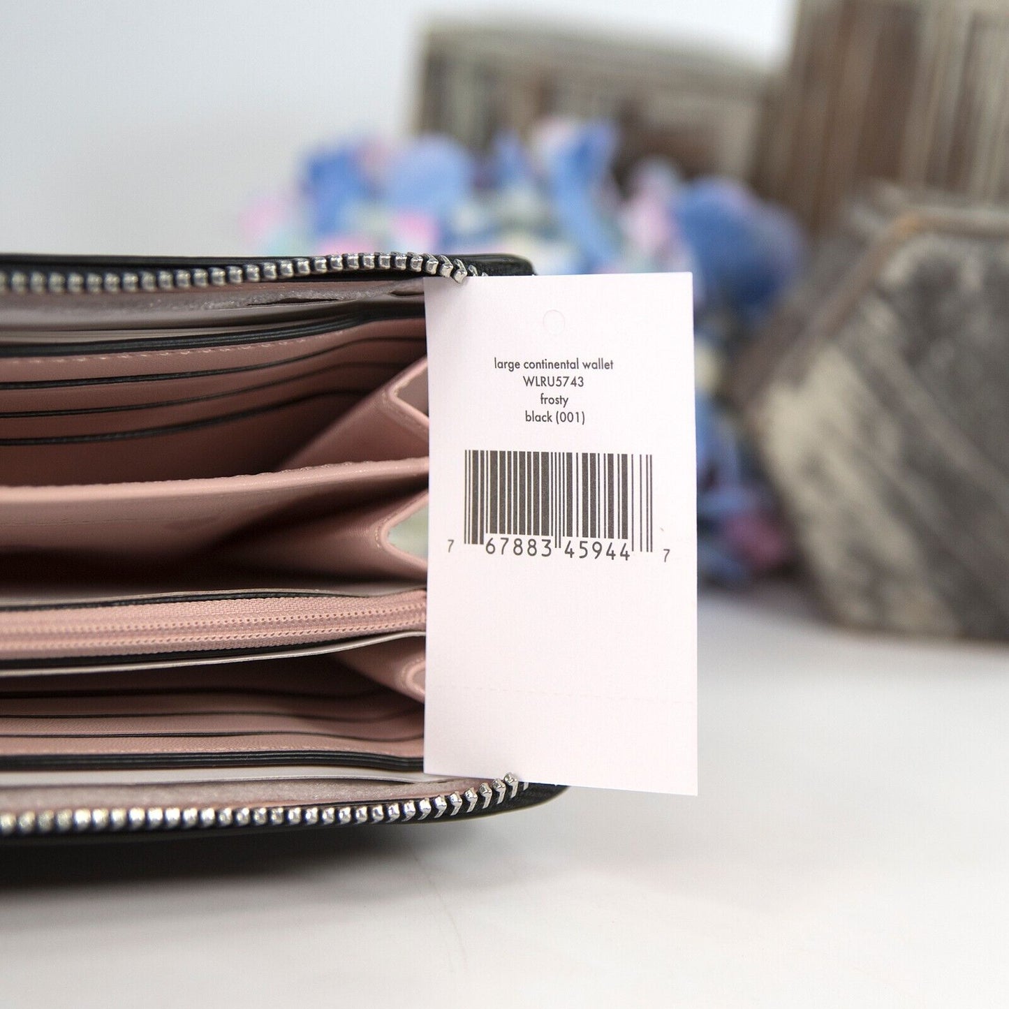 Kate Spade Black Leather Frosty Penguin Large Zip Around Lacey Wallet NWT