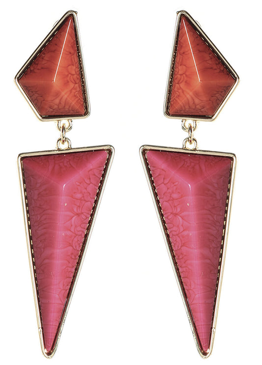 Amrita Singh Gold Coral Fuschia Resin Northampton Spike Earrings ERC 821 NWT