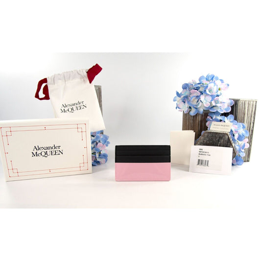 Alexander McQueen Black Ice Pink Leather Card Case Holder NWT