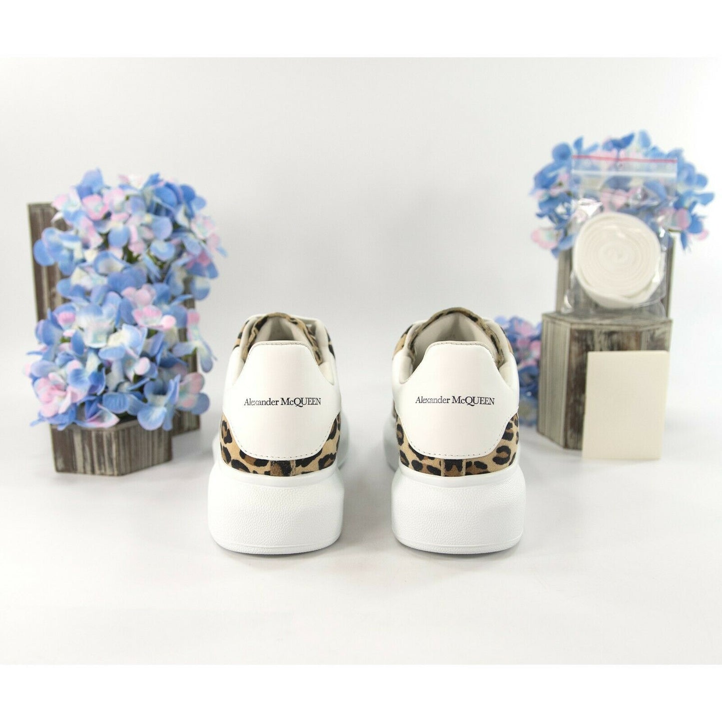 Alexander McQueen Oversized Leopard Suede Lambskin Leather Sneakers 36 NIB