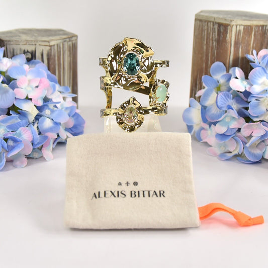 Alexis Bittar Ancient Coin Crystal Cut Out LARGE Cuff Bangle Bracelet NWT