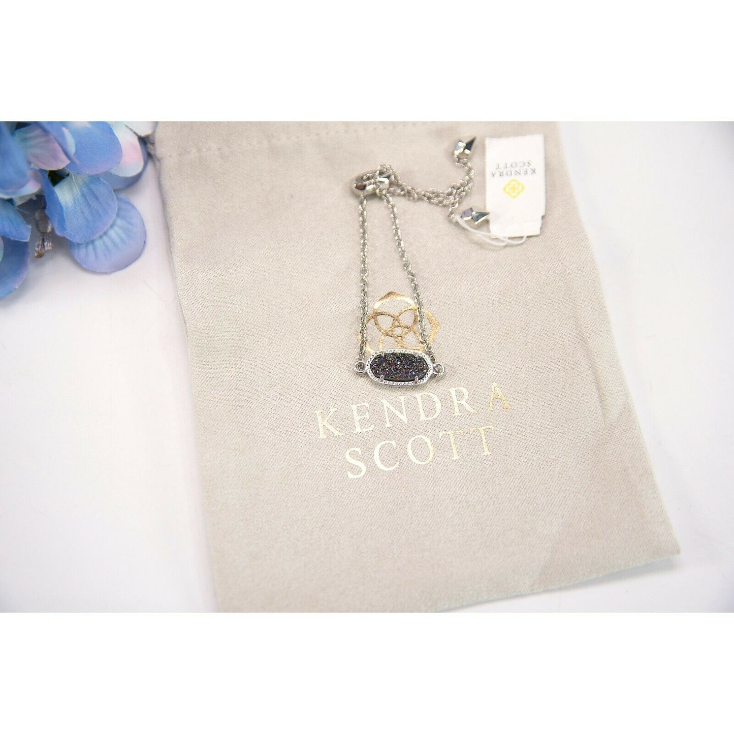 Kendra Scott Elaina Rainbow Multi Drusy Rhodium Chain Bracelet NWT