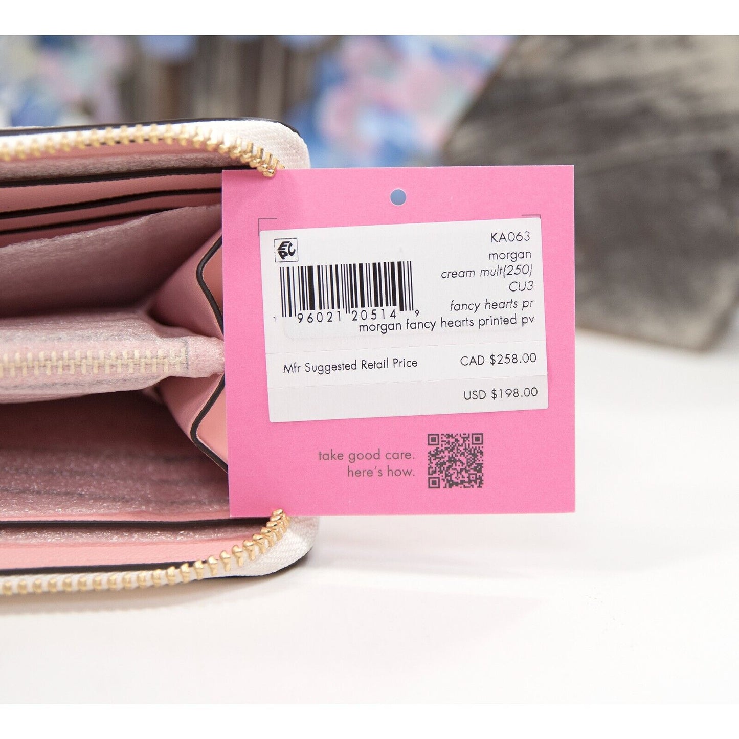 Kate Spade Morgan Fancy Hearts Faux Leather Spencer Zip Around Lacey Wallet NWT