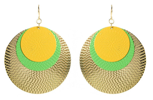 Amrita Singh Gold Solita Hoop Yellow Green Enamel Earrings ERC 1520 NWT