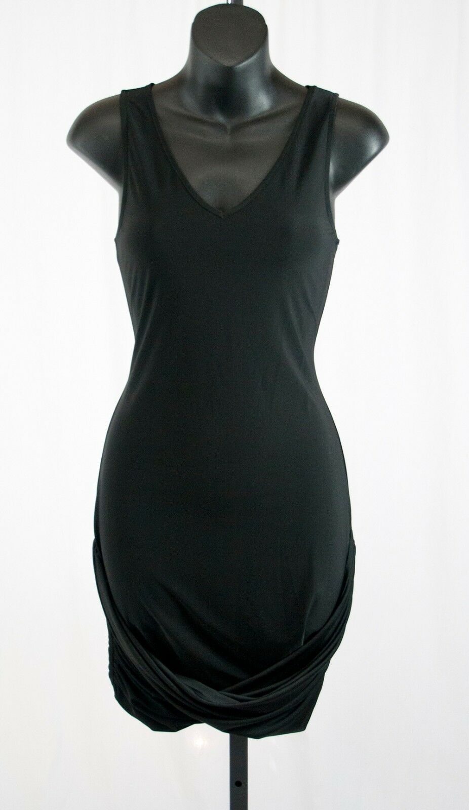 Josh Brody Black Silky Sexy Twist Bodycon Knit Stretch Dress $238 Size M NWT