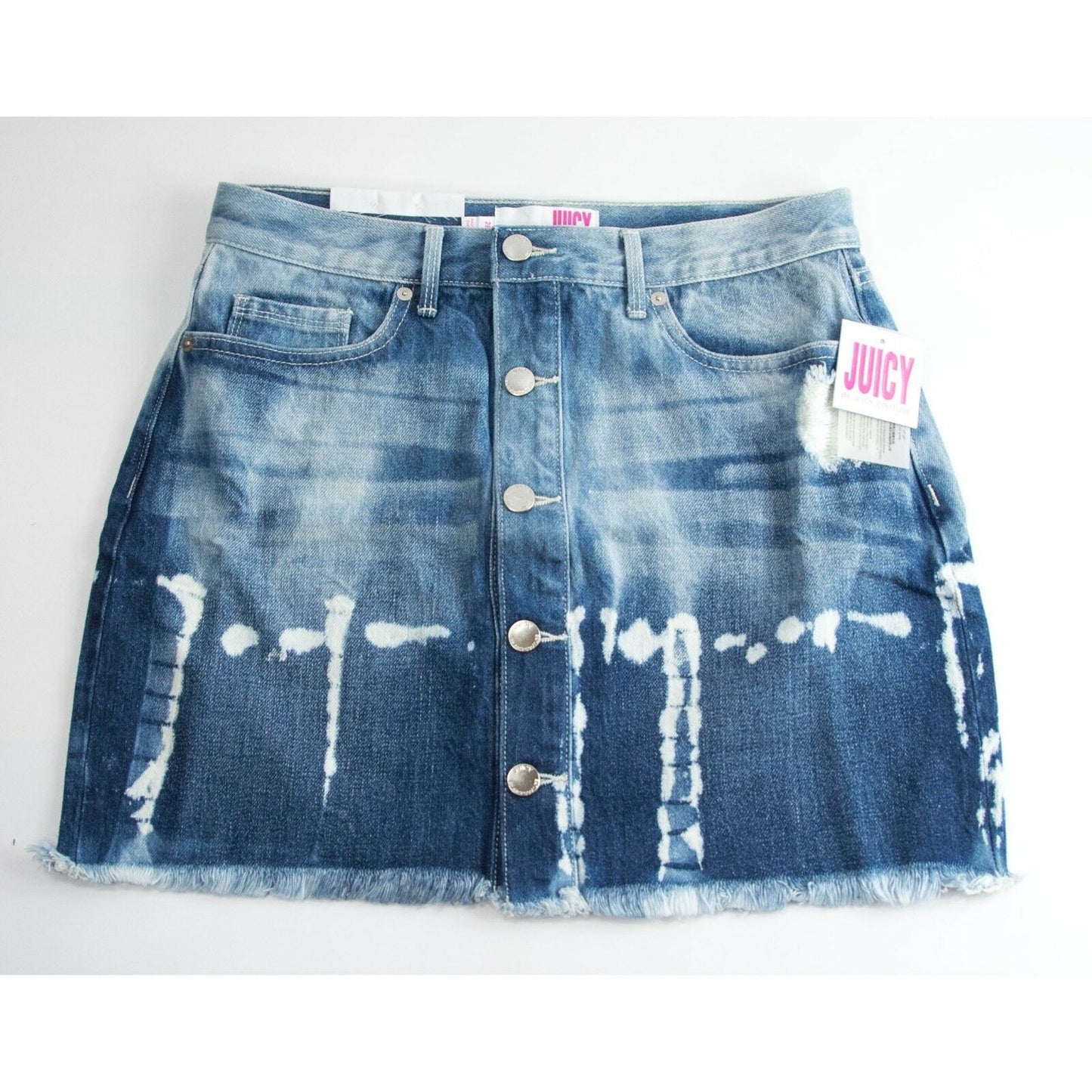 Juicy Couture Black Label Bleach Blonde Tye Dye Denim Jean Mini Skirt 28 NWT
