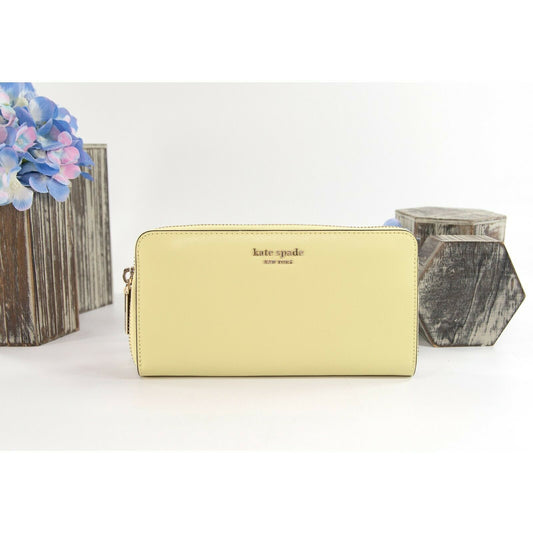 Kate Spade Acid Green Leather Spencer Zip Around Lacey Wallet NWOT