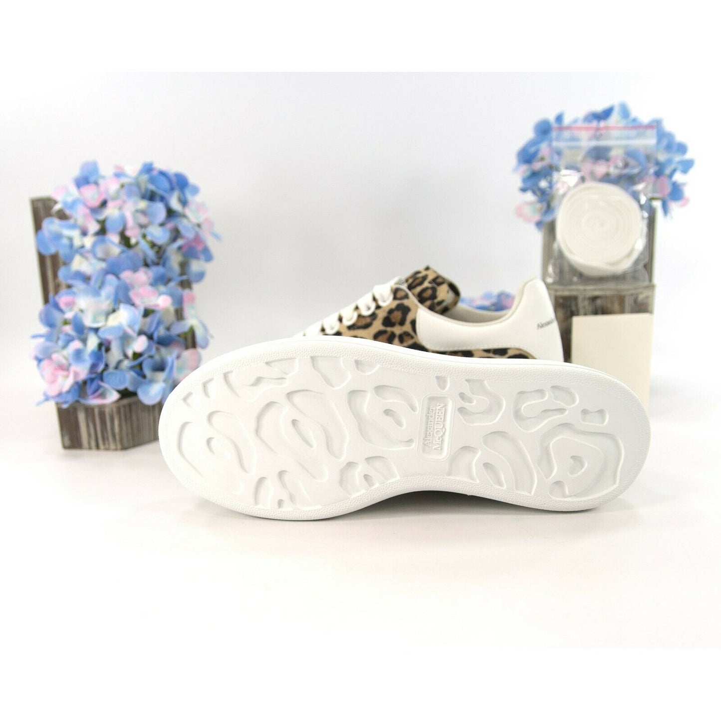 Alexander McQueen Oversized Leopard Suede Lambskin Leather Sneakers 36 NIB