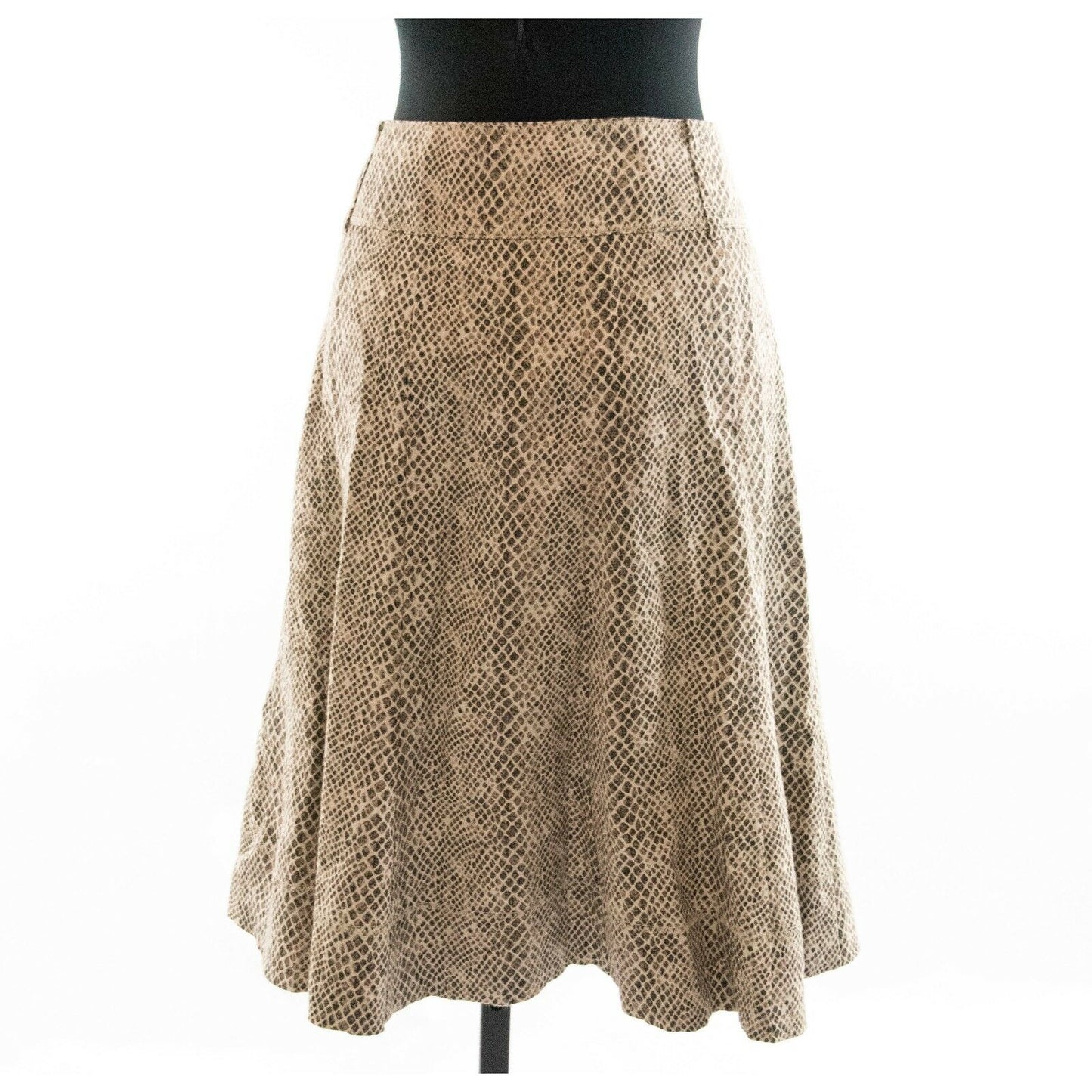 Mexx Beige Brown Python Snake Print A line Linen Midi Skirt 12