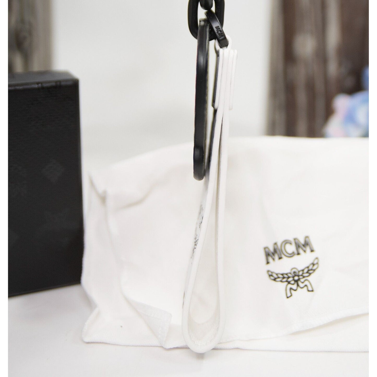 MCM x SAMBYPEN Henry Timid Lion Logo Leather Large Bag Charm Keychain NWT